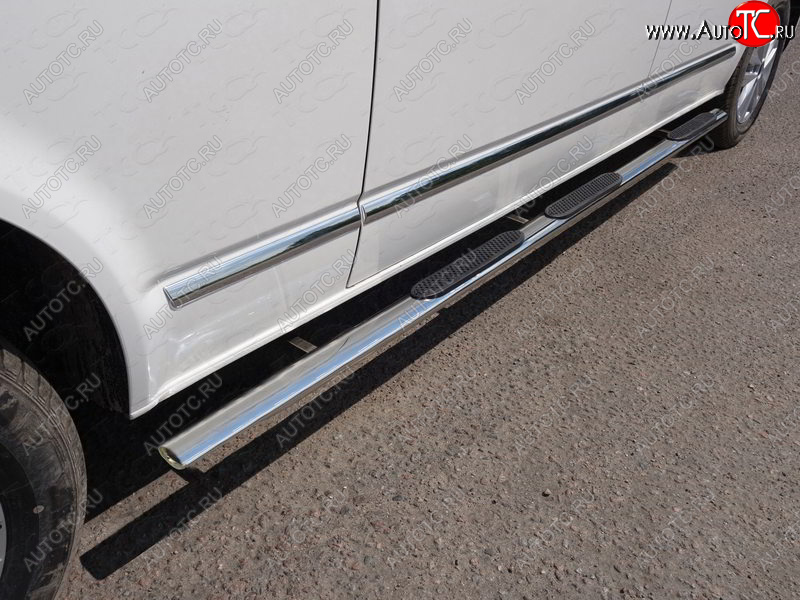 43 999 р. Пороги овальные с накладкой 75х42 мм ТСС Тюнинг Volkswagen Caravelle T6 дорестайлинг (2015-2019) (серые)  с доставкой в г. Керчь