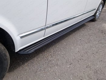 Пороги алюминиевые Slim Line ТСС Тюнинг Volkswagen Caravelle  T6 (2015-2019) дорестайлинг (Black)