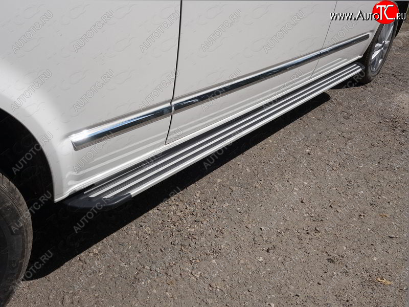 28 999 р. Пороги алюминиевые Slim Line ТСС Тюнинг  Volkswagen Caravelle  T6 (2015-2019) дорестайлинг (Silver)  с доставкой в г. Керчь