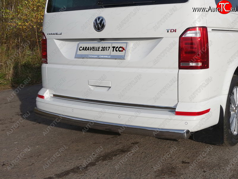 25 499 р. Защита заднего бампера (овальная, d75х42 мм) TCC  Volkswagen Caravelle  T6 (2015-2019) дорестайлинг  с доставкой в г. Керчь