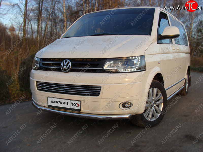 18 999 р. Защита переднего бампера нижняя d60,3 мм ТСС Тюнинг  Volkswagen Multivan  T5 (2009-2015) рестайлинг (нержавейка)  с доставкой в г. Керчь
