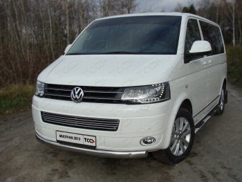 Защита переднего бампера нижняя овальная 75х42 мм ТСС Тюнинг Volkswagen Multivan T5 рестайлинг (2009-2015) (нержавейка)