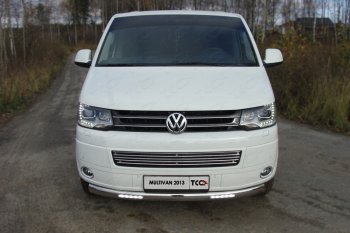 Защита передняя нижняя овальная с ДХО 75х42 мм ТСС Тюнинг Volkswagen Multivan T5 рестайлинг (2009-2015) (нержавейка)