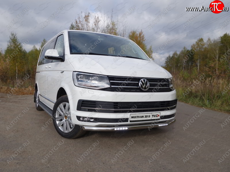 39 749 р. Защита переднего бампера нижняя с ДХО 60,3 мм ТСС Тюнинг Volkswagen Multivan T6 дорестайлинг (2016-2019) (нержавейка)  с доставкой в г. Керчь