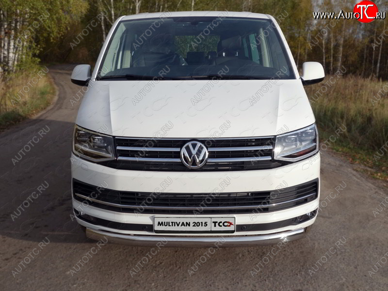 25 499 р. Защита переднего бампера нижняя овальная 75х42 мм ТСС Тюнинг Volkswagen Multivan T6 дорестайлинг (2016-2019) (нержавейка)  с доставкой в г. Керчь