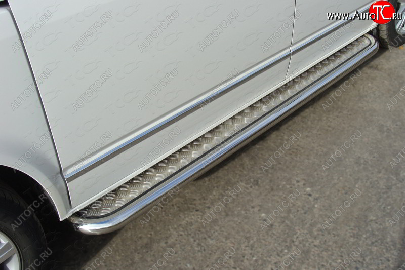 41 749 р. Пороги с площадкой 60,3 мм ТСС Тюнинг  Volkswagen Multivan  T6 (2016-2019) дорестайлинг (серые)  с доставкой в г. Керчь
