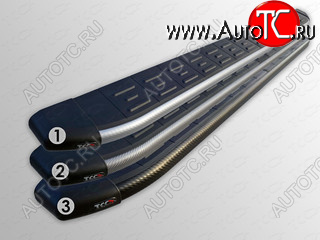 33 649 р. Пороги алюминиевые с пластиковой накладкой ТСС Тюнинг  Volkswagen Caravelle  T6 (2015-2019) дорестайлинг (карбон серые)  с доставкой в г. Керчь