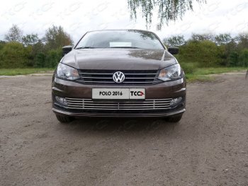 Нижняя декоративная вставка в бампер ТСС Тюнинг Volkswagen Polo  Mk6 (2020-2022) лифтбек (d 12 мм)