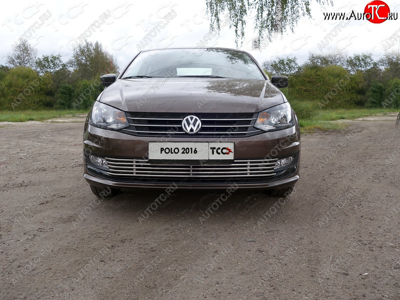 7 349 р. Нижняя декоративная вставка в бампер ТСС Тюнинг  Volkswagen Polo  Mk6 (2020-2022) лифтбек (d 12 мм)  с доставкой в г. Керчь