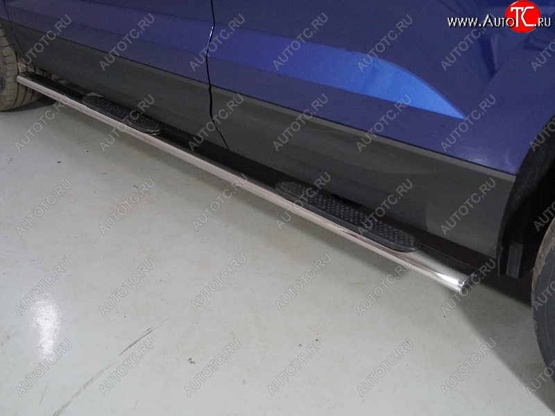 33 799 р. Пороги овальные с накладкой 75х42 мм ТСС Тюнинг Volkswagen Taos (2020-2022) (серые)  с доставкой в г. Керчь
