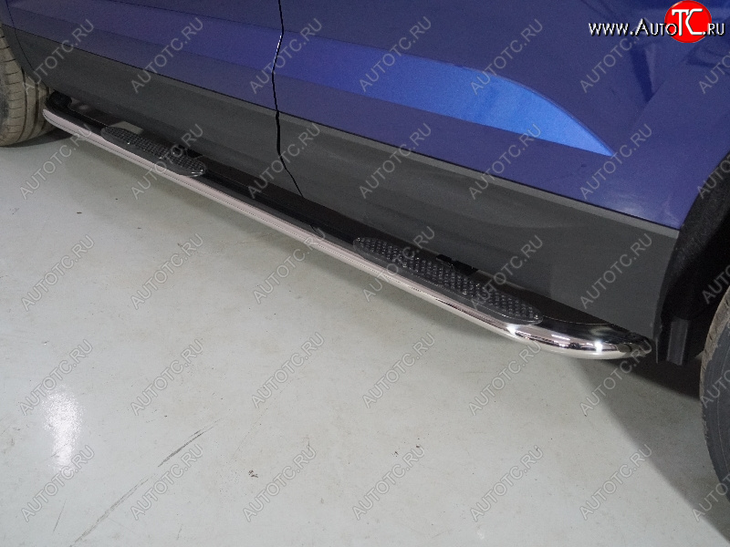 37 649 р. Пороги овальные гнутые с накладкой 75х42 мм ТСС Тюнинг Volkswagen Taos (2020-2022) (серые)  с доставкой в г. Керчь
