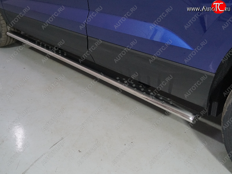 35 749 р. Пороги овальные с проступью 75х42 мм ТСС Тюнинг Volkswagen Taos (2020-2022) (серые)  с доставкой в г. Керчь