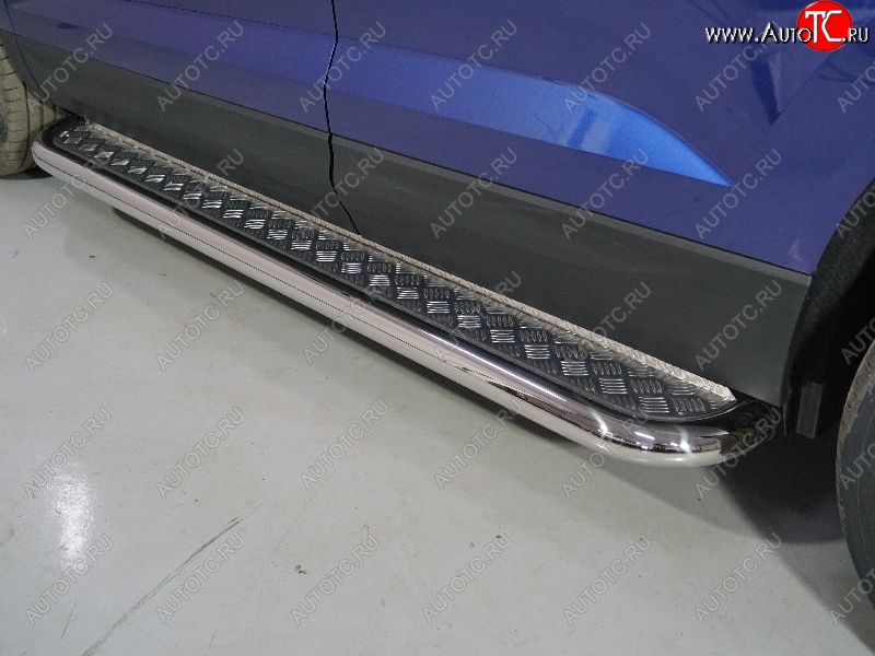 36 899 р. Пороги с площадкой 60,3 мм ТСС Тюнинг  Volkswagen Taos (2020-2022) (серые)  с доставкой в г. Керчь