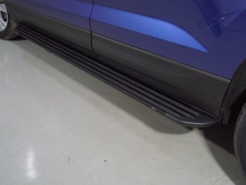 Пороги алюминиевые Slim Line ТСС Тюнинг Volkswagen Taos (2020-2022) (Black)