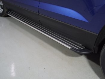 Пороги алюминиевые Slim Line ТСС Тюнинг Volkswagen Taos (2020-2022) (Silver)