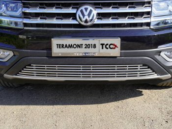 Нижняя декоративная вставка в бампер ТСС Тюнинг Volkswagen Teramont  CA1 (2016-2020) дорестайлинг (d 12 мм)
