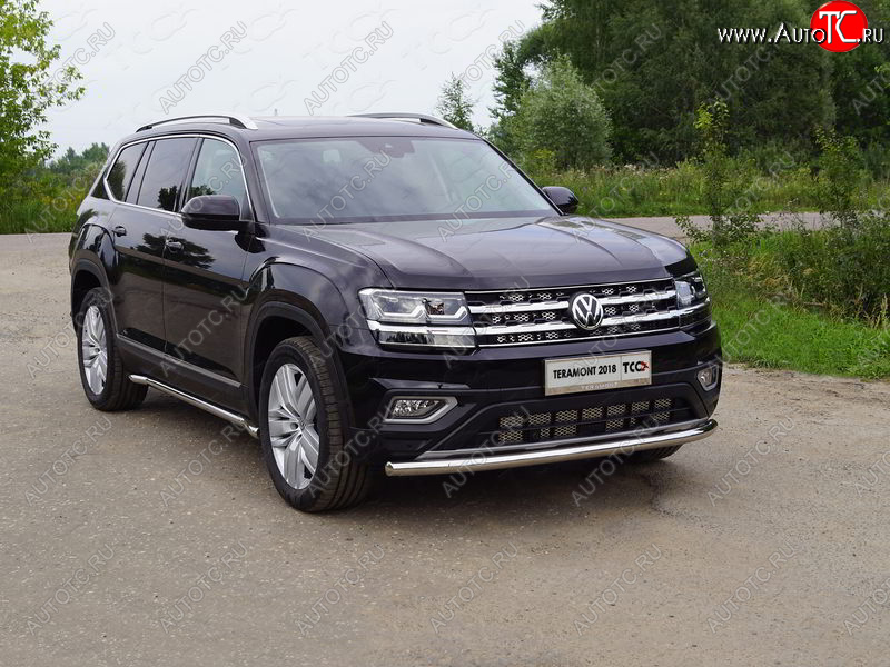 23 549 р. Защита переднего бампера нижняя d60,3 мм ТСС Тюнинг  Volkswagen Teramont  CA1 (2016-2020) дорестайлинг (нержавейка)  с доставкой в г. Керчь
