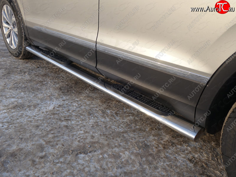 40 799 р. Пороги овальные с накладкой 120*60 мм ТСС Тюнинг Volkswagen Tiguan Mk2 рестайлинг (2020-2022) (серые)  с доставкой в г. Керчь