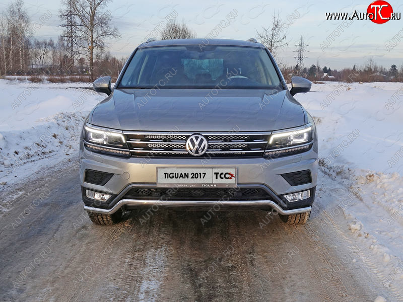 15 999 р. Защита переднего бампера нижняя d42,4 мм ТСС Тюнинг Volkswagen Tiguan Mk2 дорестайлинг (2016-2020) (нержавейка)  с доставкой в г. Керчь