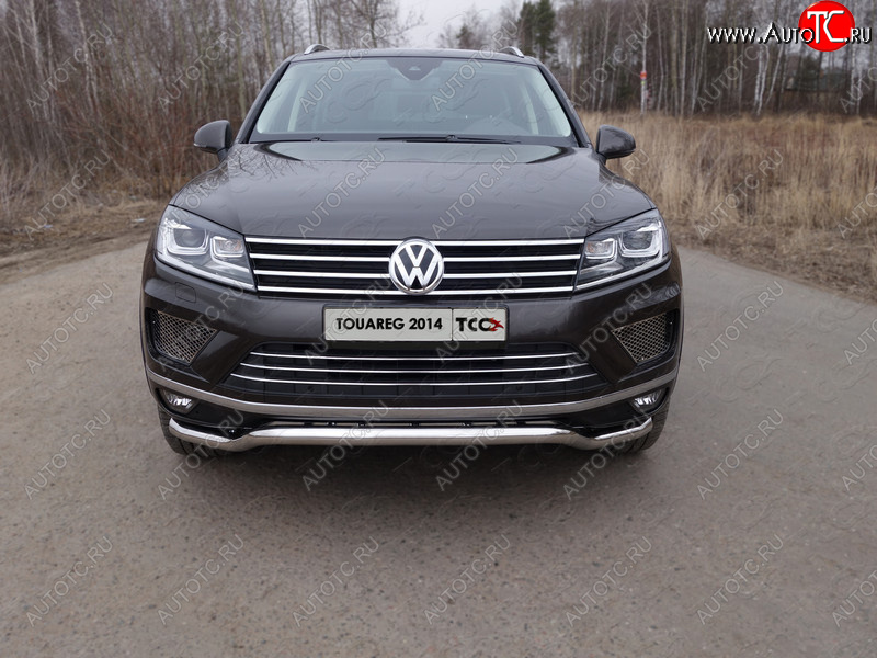 26 499 р. Защита передняя нижняя кенгурин 60,3 мм ТСС Тюнинг Volkswagen Touareg NF рестайлинг (2014-2018) (нержавейка)  с доставкой в г. Керчь
