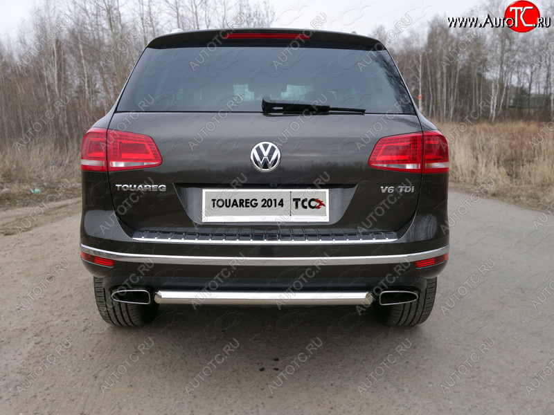 14 699 р. Защита задняя (нержавейка 60,3 мм) ТСС Тюнинг Volkswagen Touareg NF рестайлинг (2014-2018)  с доставкой в г. Керчь