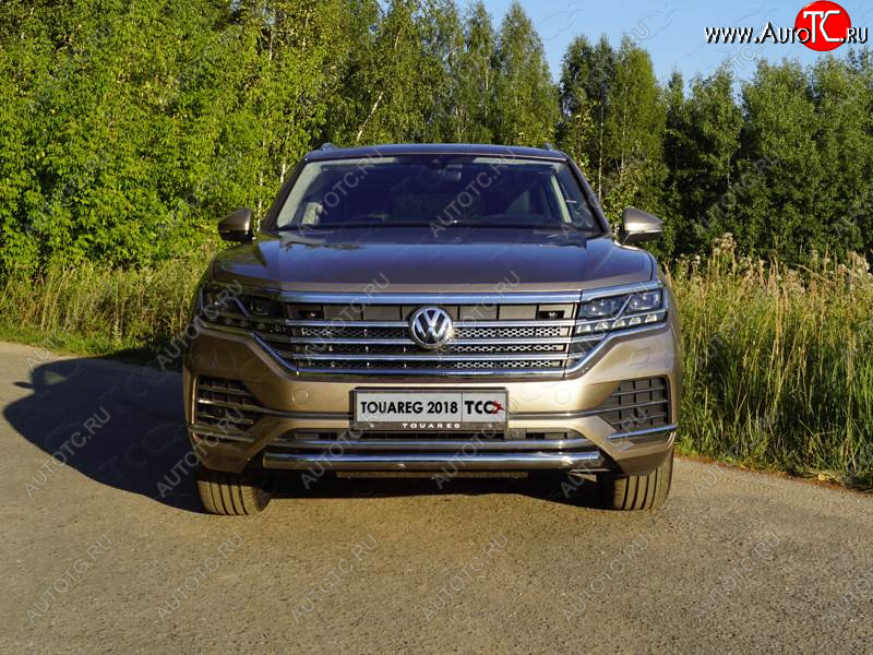 18 999 р. Защита переднего бампера нижняя d60,3 мм ТСС Тюнинг  Volkswagen Touareg  CR (2018-2025) (нержавейка)  с доставкой в г. Керчь