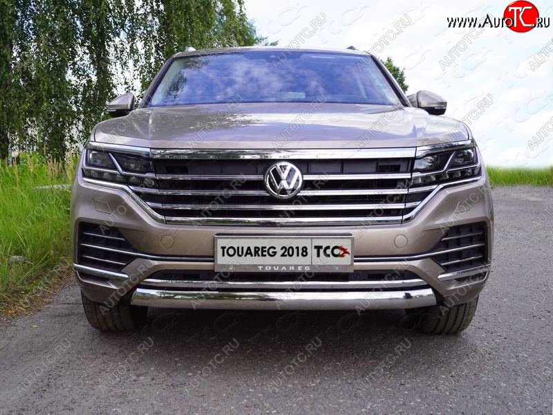 21 999 р. Защита переднего бампера нижняя овальная 75*42 мм ТСС Тюнинг Volkswagen Touareg 3 CR дорестайлинг (2018-2022) (нержавейка)  с доставкой в г. Керчь