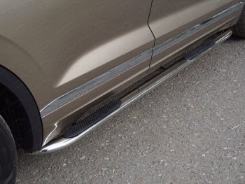 Пороги овальные гнутые с накладкой 75х42 мм ТСС Тюнинг Volkswagen Touareg  CR (2018-2025) (серые)