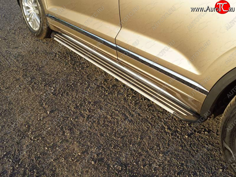 20 599 р. Пороги алюминиевые Slim Line ТСС Тюнинг  Volkswagen Touareg  CR (2018-2025) (Silver)  с доставкой в г. Керчь