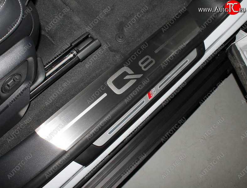 8 899 р. Накладки на пороги (4 шт) ТСС Тюнинг  Audi Q8  4MN (2018-2022) (лист шлифованный, надпись Q8 )  с доставкой в г. Керчь