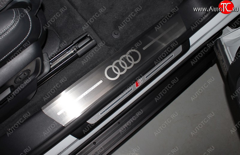 8 899 р. Накладки на пороги (4 шт) ТСС Тюнинг  Audi Q8  4MN (2018-2022) (лист шлифованный, логотип audi )  с доставкой в г. Керчь