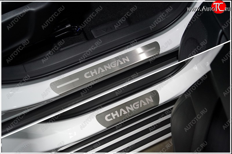 5 249 р. Накладки на пороги, ТСС Тюнинг  Changan CS35 Plus (2021-2025) рестайлинг (лист шлифованный надпись Changan)  с доставкой в г. Керчь