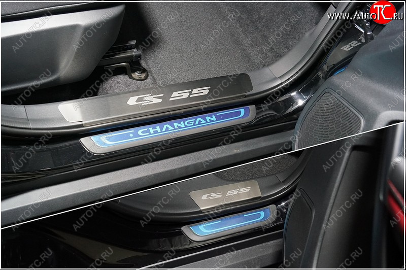 3 599 р. Накладки на пластиковые пороги, ТСС Тюнинг  Changan CS55 Plus (2021-2025) (лист шлифованный надпись CS55)  с доставкой в г. Керчь