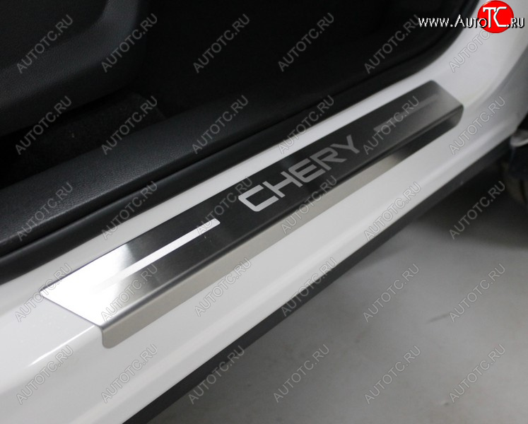 4 599 р. Накладки на пороги, ТСС Тюнинг  Chery Tiggo 7 PRO (2019-2025) (лист шлифованный надпись Chery)  с доставкой в г. Керчь