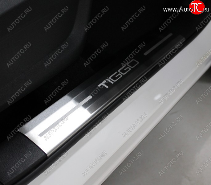 4 949 р. Накладки на пластиковые пороги, ТСС Тюнинг  Chery Tiggo 7 PRO (2019-2025) (лист шлифованный надпись Tiggo)  с доставкой в г. Керчь