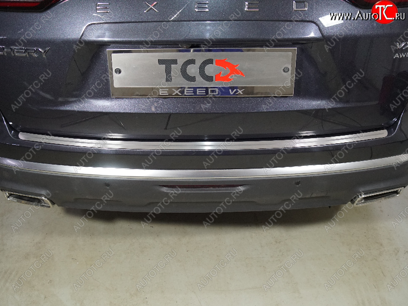 3 299 р. Накладка на задний бампер, ТСС Тюнинг  EXEED VX (2020-2023) дорестайлинг (лист шлифованный с полосой)  с доставкой в г. Керчь