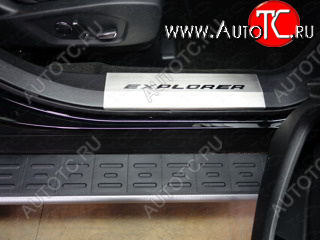 4 999 р. Накладки на пороги, ТСС Тюнинг  Ford Explorer  U502 (2015-2018) 1-ый рестайлинг, 5 дв. (лист шлифованный надпись Explorer)  с доставкой в г. Керчь