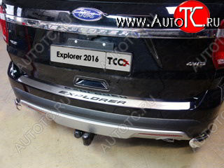 4 999 р. Накладка на задний бампер, ТСС Тюнинг  Ford Explorer  U502 (2015-2018) 1-ый рестайлинг, 5 дв. (лист шлифованный надпись Explorer)  с доставкой в г. Керчь