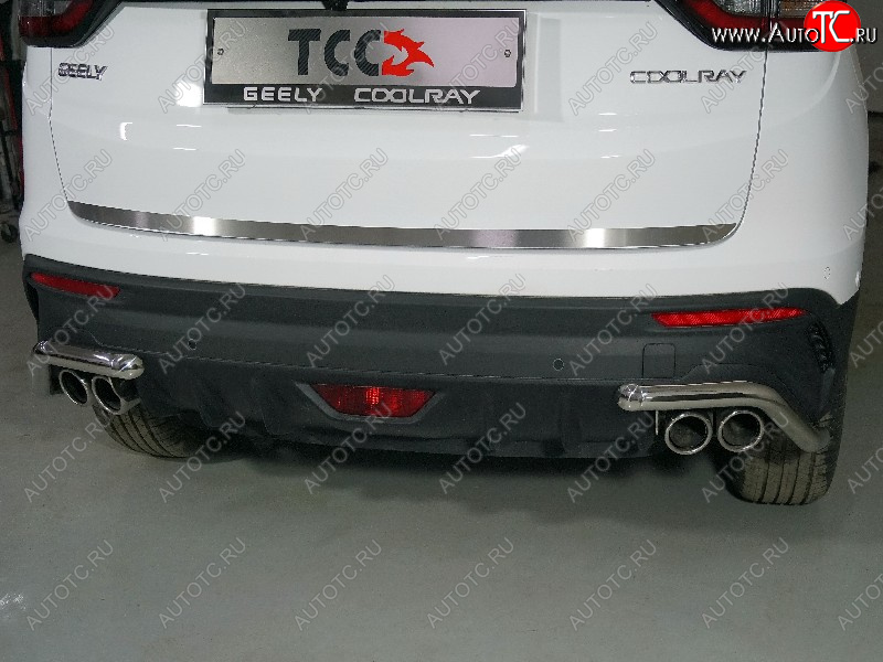 2 399 р. Накладка на заднюю дверь, ТСС Тюнинг  Geely Coolray  SX11 (2018-2023) дорестайлинг (Лист шлифованный)  с доставкой в г. Керчь