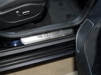 Накладки на пороги, ТСС Тюнинг Geely Emgrand X7 (2019-2021) 2-ой рестайлинг (лист шлифованный надпись Geely)