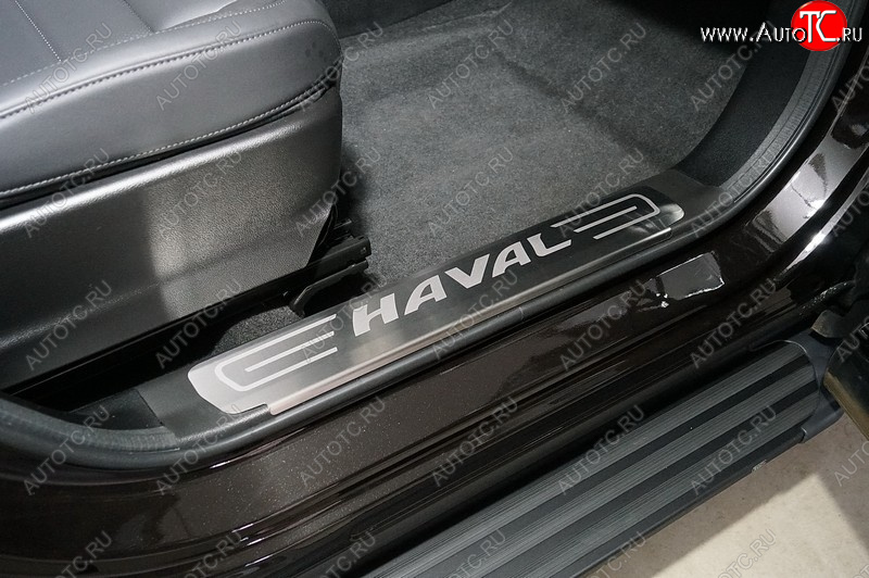 4 089 р. Накладки на пластиковые пороги, ТСС Тюнинг  Haval F7x (2022-2024) рестайлинг (лист шлифованный надпись Haval)  с доставкой в г. Керчь