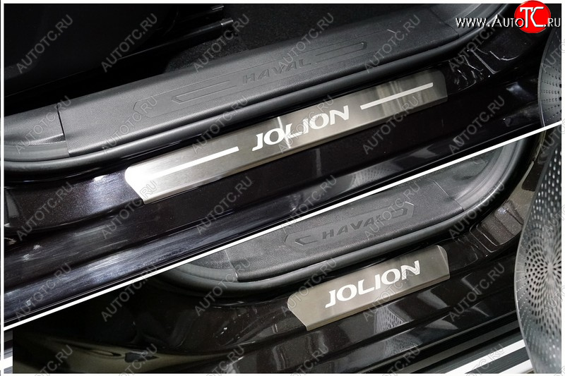 4 849 р. Накладки на пороги, ТСС Тюнинг  Haval Jolion (2020-2025) дорестайлинг, рестайлинг (лист шлифованный надпись Jolion)  с доставкой в г. Керчь