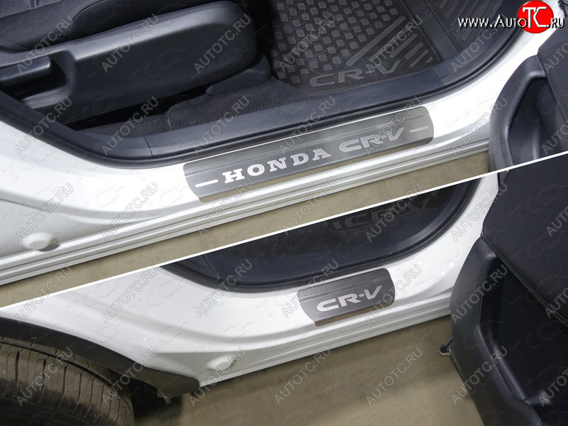 4 999 р. Накладки на пороги, ТСС Тюнинг  Honda CR-V  RW,RT (2016-2020) дорестайлинг (лист шлифованный надпись Honda CR-V)  с доставкой в г. Керчь