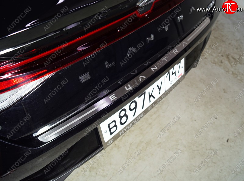 2 689 р. Накладка на задний бампер, ТСС Тюнинг  Hyundai Elantra  CN7 (2020-2023) (лист шлифованный надпись Elantra)  с доставкой в г. Керчь