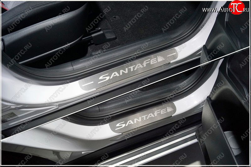 4 699 р. Накладки на пороги, ТСС Тюнинг  Hyundai Santa Fe  TM (2020-2022) рестайлинг (лист шлифованный надпись Santa Fe)  с доставкой в г. Керчь
