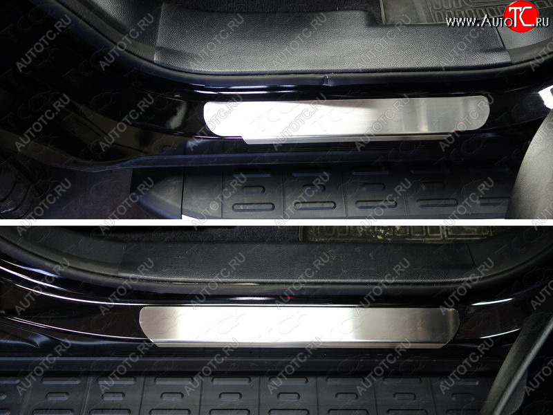 3 999 р. Накладки на пороги, ТСС Тюнинг  Hyundai Santa Fe  DM (2015-2019) рестайлинг (лист шлифованный)  с доставкой в г. Керчь