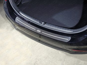 Накладка на задний бампер, ТСС Тюнинг Hyundai Solaris  HCR (2017-2022) седан дорестайлинг, седан рестайлинг (лист шлифованный логотип Hyundai)