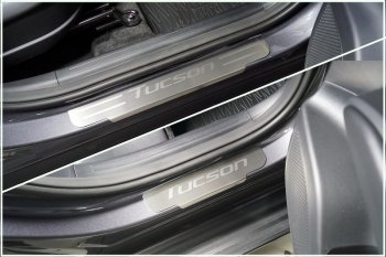 Накладки на пороги, ТСС Тюнинг Hyundai Tucson  NX4 (2020-2022) (лист шлифованный надпись Tucson)
