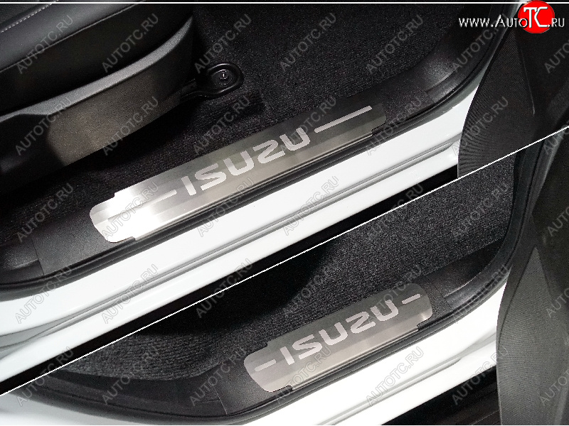 7 349 р. Накладки на пластиковые пороги, ТСС Тюнинг  Isuzu D-Max  RG (2020-2023) DoubleCab (лист шлифованный надпись ISUZU)  с доставкой в г. Керчь