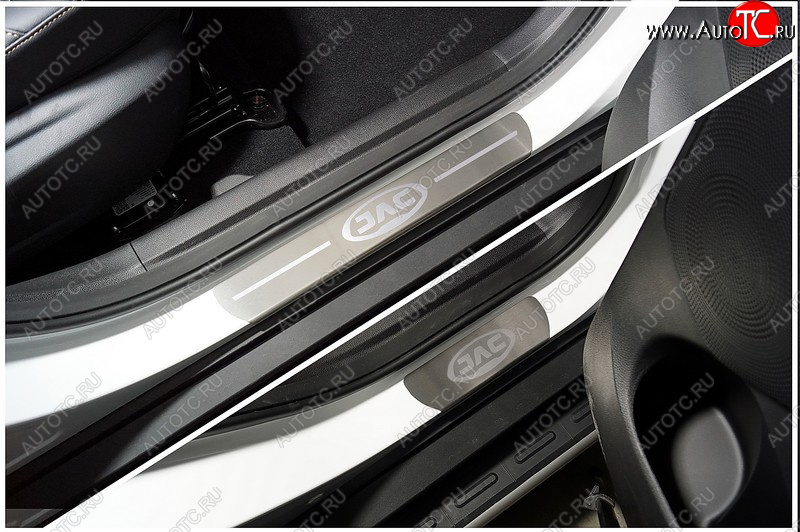 3 599 р. Накладки на пороги, ТСС Тюнинг  JAC JS4 (2021-2025) (лист шлифованный надпись JAC)  с доставкой в г. Керчь